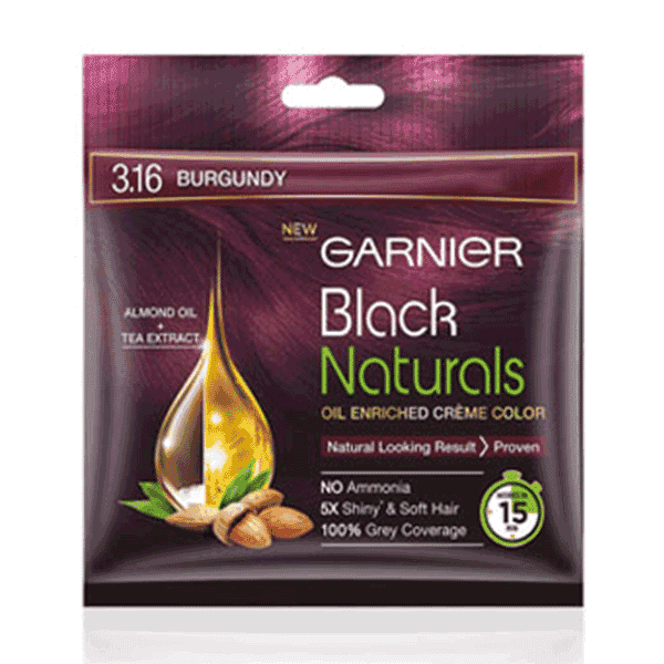 garnier black naturals hair color no.3.16 burgundy 20 ml + 20 gm