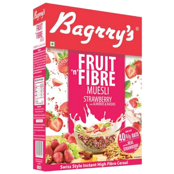 bagrry's fruit n fibre strawberry muesli 500 gm (box)