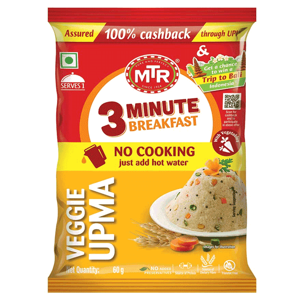 mtr 3 minute breakfast veggie upma 60 gm