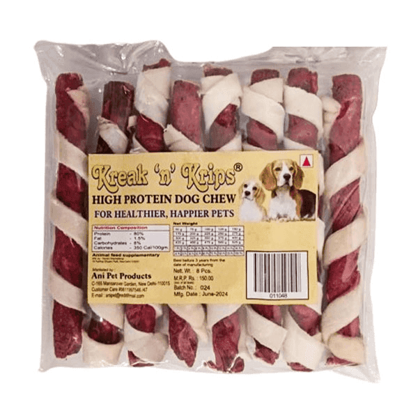 kreak 'n' krips high protein dog chew 8 pcs 