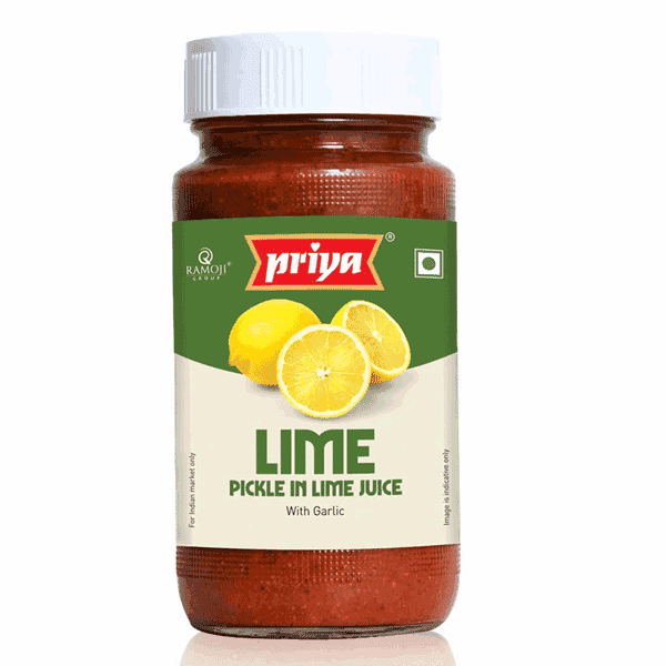 priya lime pickle in lime juice without garlic 300 gm