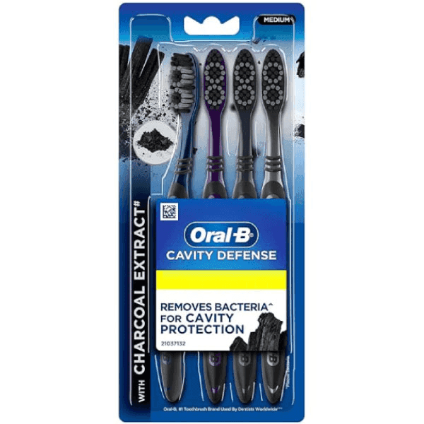 oral-b cavity defense with charcoal extract tooth brush (medium) (buy 2 get 2 free)