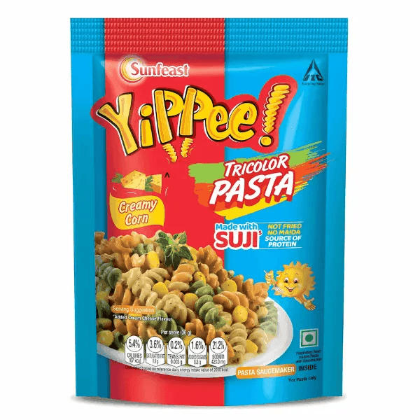 sunfeast yippee creamy corn tricolor pasta 65 gm
