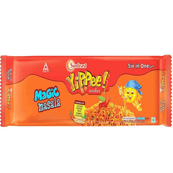 sunfeast yippee magic masala noodles 6 pack 360 gm