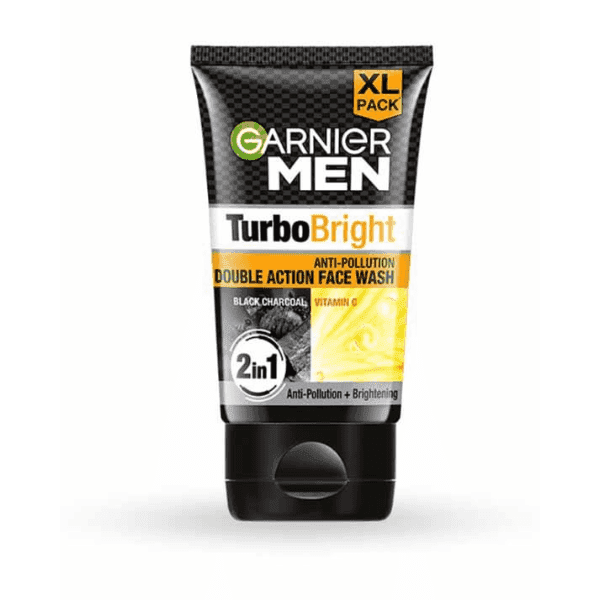 garnier men turbo bright anti-pollution double action face wash 100 gm