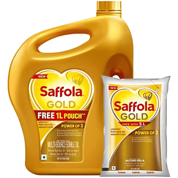 saffola gold multi-source edible oil 5 ltr + 1 ltr free