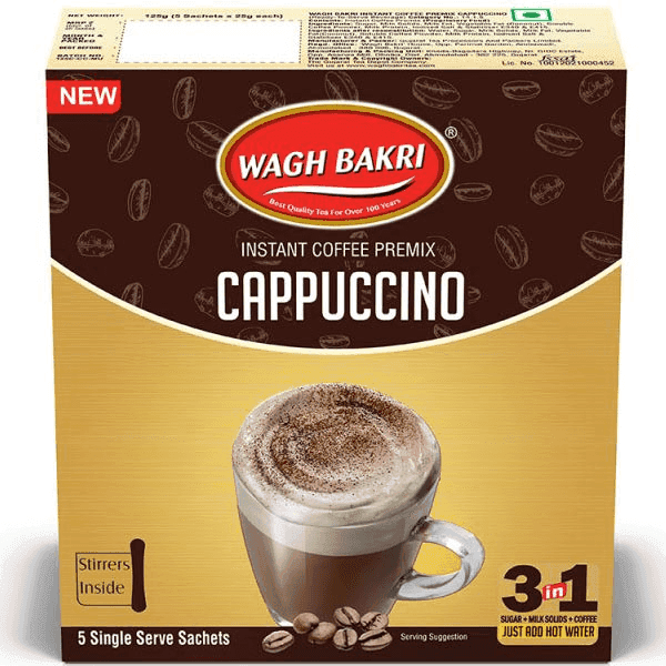 wagh bakri instant coffee premix cappuccino 125 gm
