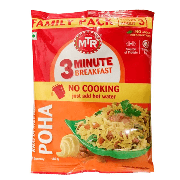 mtr 3 minute breakfast khatta meetha poha 160 gm