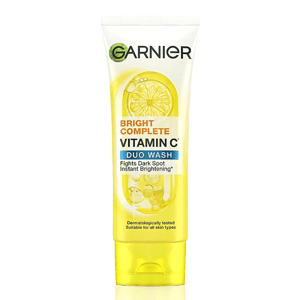 garnier bright complete brightening duo action face wash 100 gm