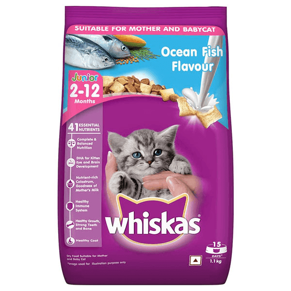 whiskas junior (2-12 months) ocean fish flavour cat food 1.1 kg