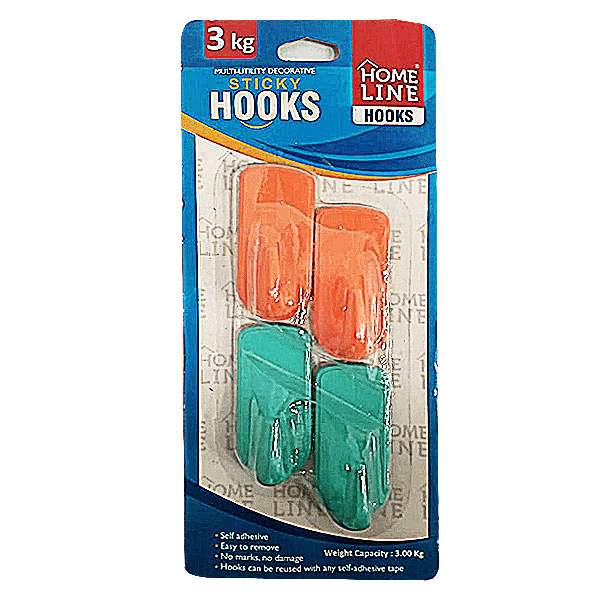 home line multi-utility decorative sticky hooks (big) 4 pcs 