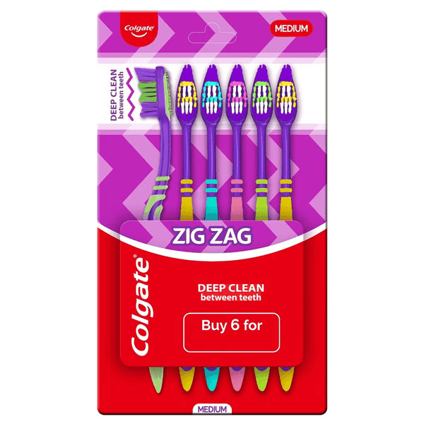 colgate zig zag deep clean tooth brush (medium) 6 pcs