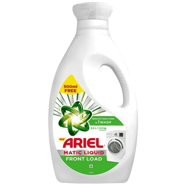 ariel matic front load liquid detergent 2 ltr + 500 ml free