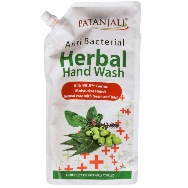 patanjali anti bacterial herbal hand wash 750 ml (refill)