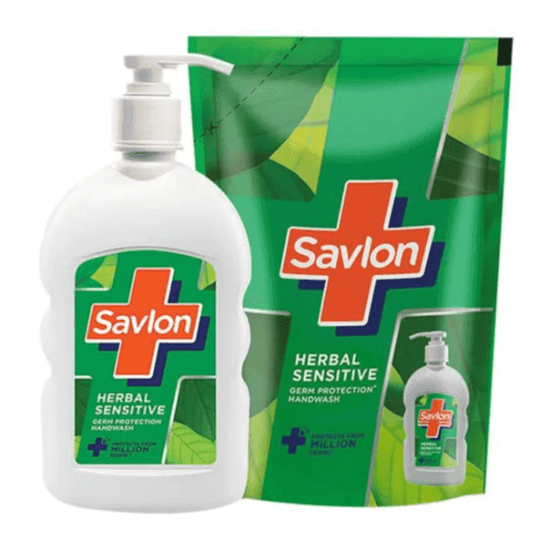 savlon herbal sensitive hand wash 200 ml + 175 ml handwash free