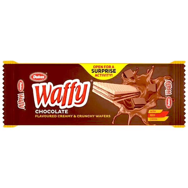 dukes waffy chocolate flavoured creamy & crunchy wafers 60 gm