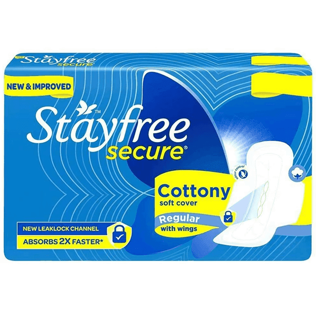 stayfree secure cottony soft cover regular sanitary pads 18 pads