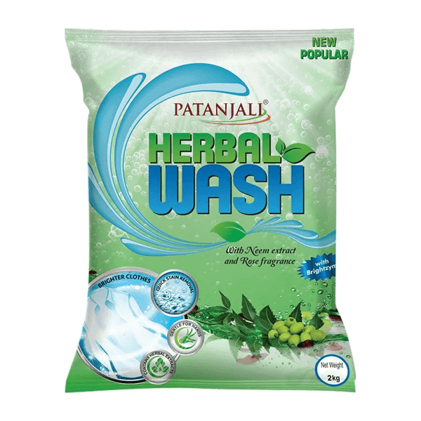patanjali herbal wash detergent powder 2 kg (with neem & rose fragrance)