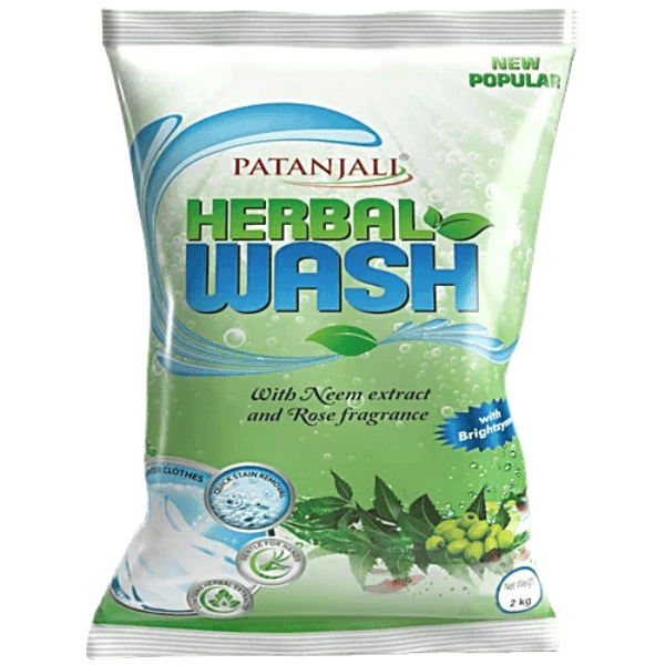 patanjali herbal wash detergent powder 2 kg (with neem & rose fragrance)