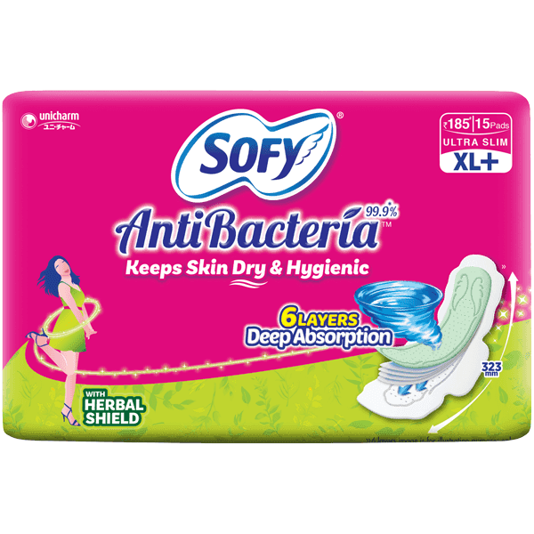 sofy anti bacteria sanitary pads (xl+) 15 pads