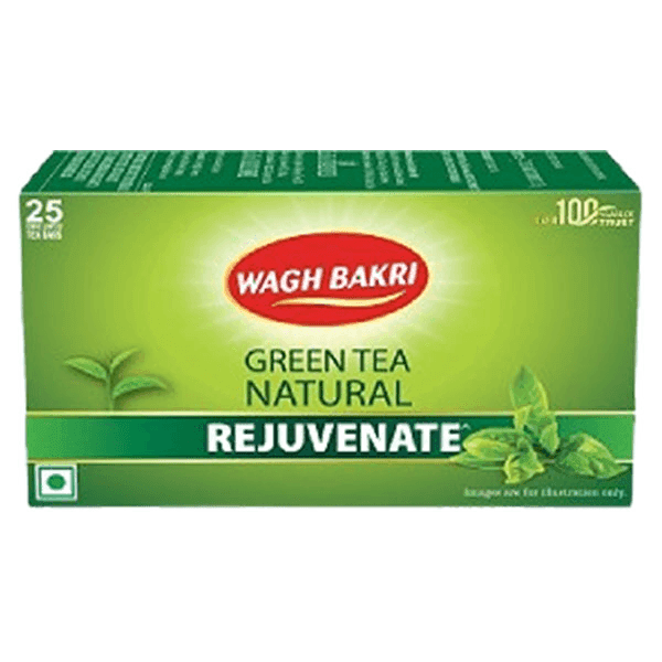 wagh bakri green tea natural rejuvenate 25 tea bags 'n'*1.5 gm