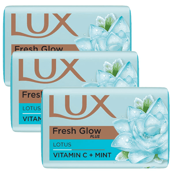 lux fresh glow lotus vitamin c + mint soap set 3*150 gm