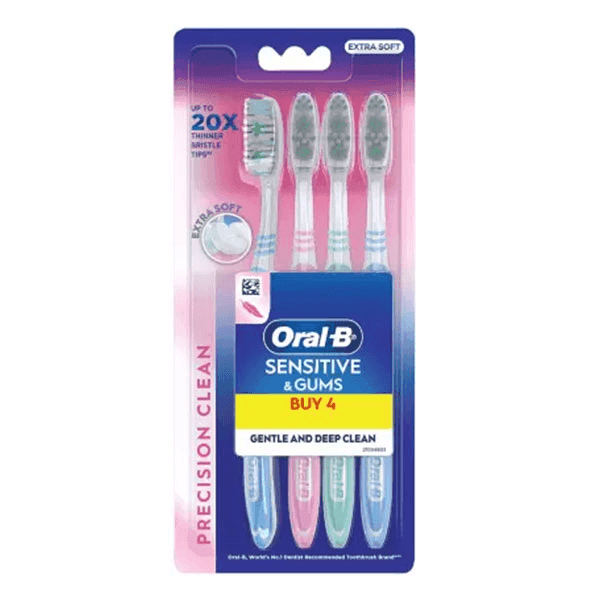 oral-b sensitive & gums precision clean tooth brush (extra soft) (buy 2 get 2 free)