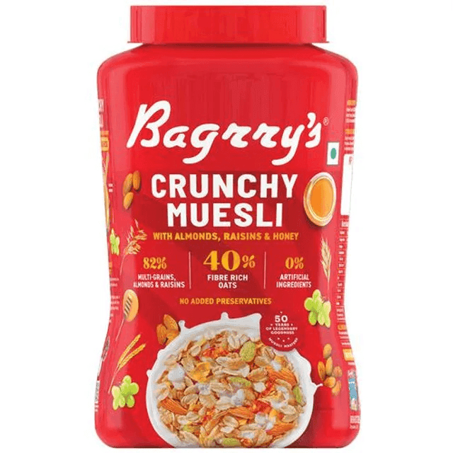 bagrry's almonds,raisins & honey crunchy muesli 1 kg (jar)