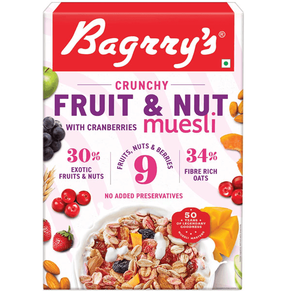 bagrry's fruit & nut with cranberries crunchy muesli 400 gm (box)