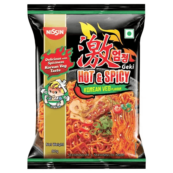 nissin geki hot & spicy korean veg noodles 80 gm