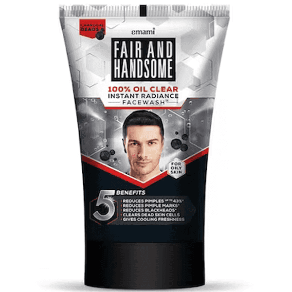 emami fair and handsome 100% oil clear instant radiance facewash 100 gm