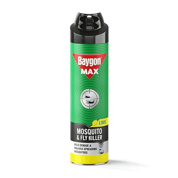 baygon max mosquito & fly killer spray (lime) 400 ml