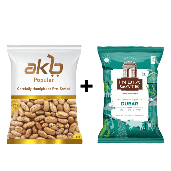 rajma chitra 1 kg + india gate dubar basmati rice 1 kg (combo pack)
