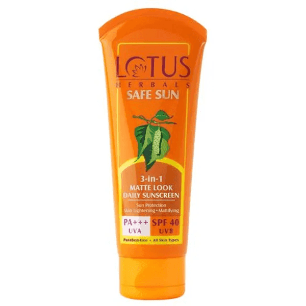 lotus herbals safe sun 3-in-1 matte look daily sunscreen spf 40 pa+++ 100 gm