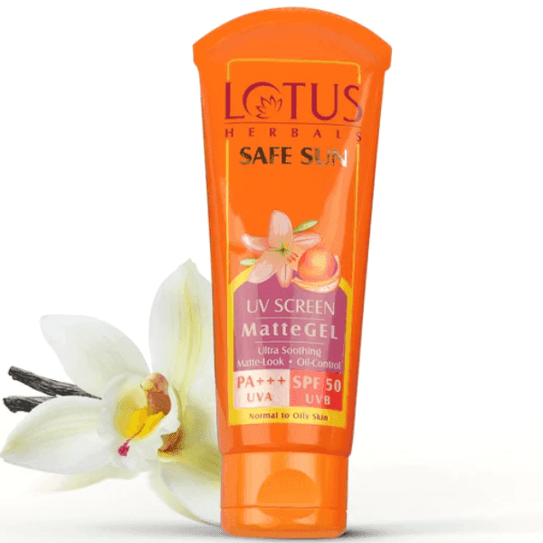 lotus herbals safe sun uv screen matte gel spf 50 pa+++ 100 gm