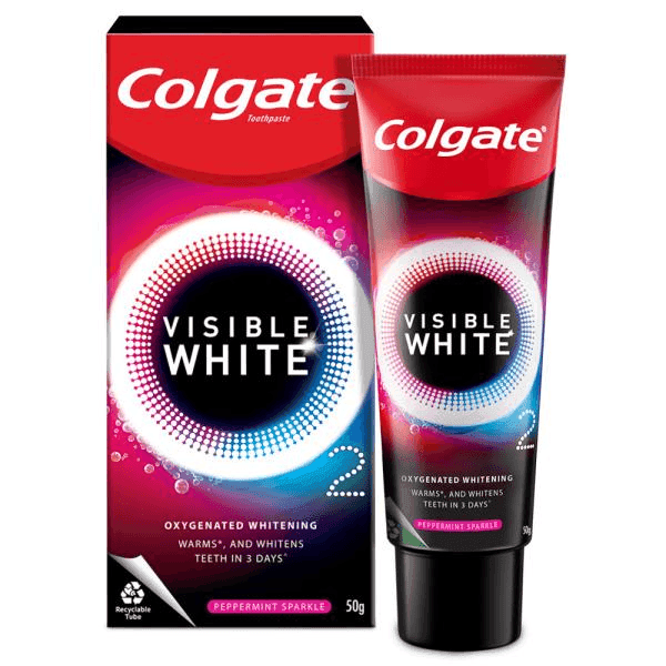 colgate visible white peppermint sparkle tooth paste 50 gm