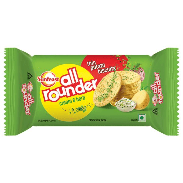 sunfeast all rounder cream & herb potato biscuits 75 gm