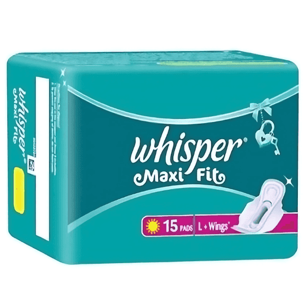 whisper maxi fit sanitary pads (l+ wings) 15 pads