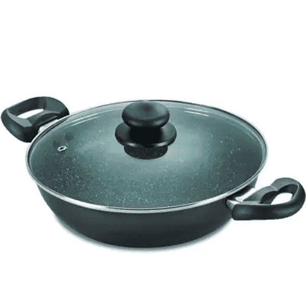 prestige omega deluxe aluminium non-stick granite cookware kadai with glass lid 26 cm 3.25 l 1 unit