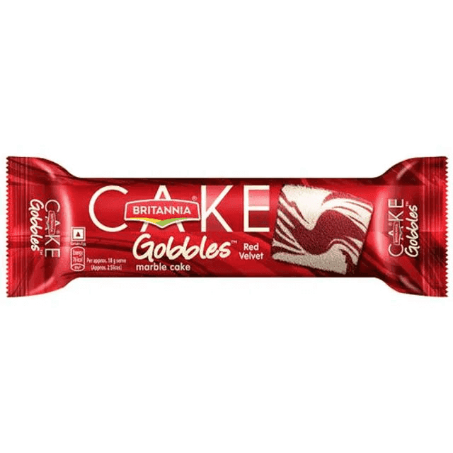 britannia gobbles red velvet flavoured marble cake 110 gm