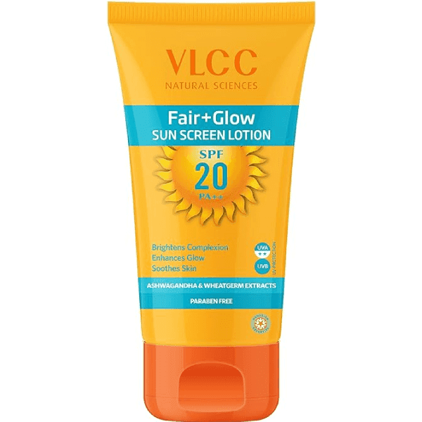 vlcc fair+glow spf 20 sun screen lotion 50 ml