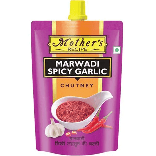 mother's recipe marwadi spicy garlic chutney 200 gm (pouch)