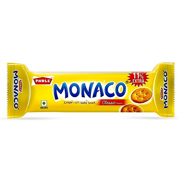 parle monaco crispy light salty snack classic biscuits 46.4 gm