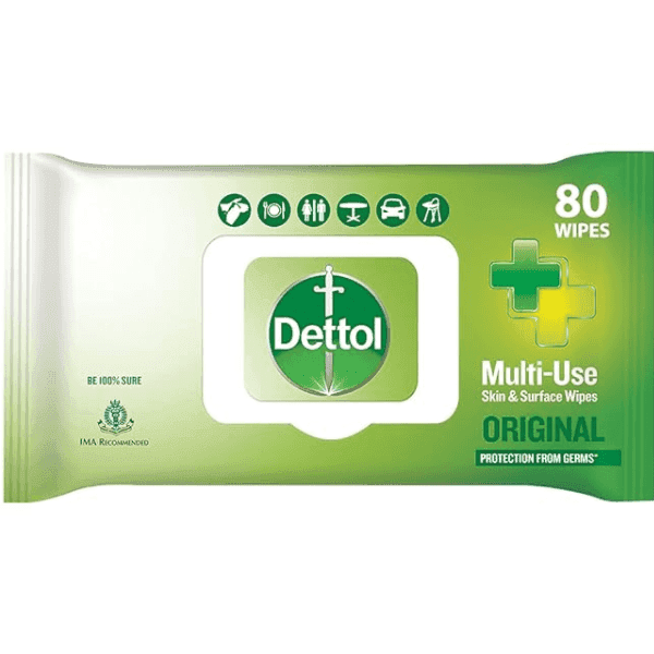 dettol original multi-use skin & surface 80 wipes 