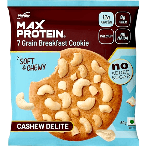 rite bite max protein cashew delite 7 grain breakfast cookie 60 gm