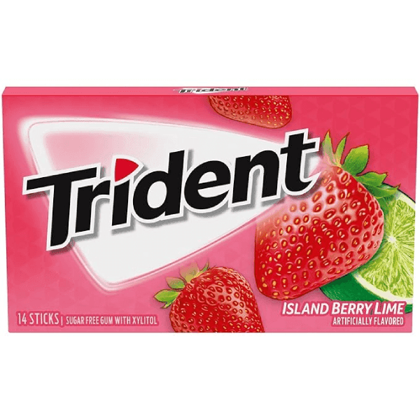 trident island berry lime sugar free gum 14 sticks*1.9 gm