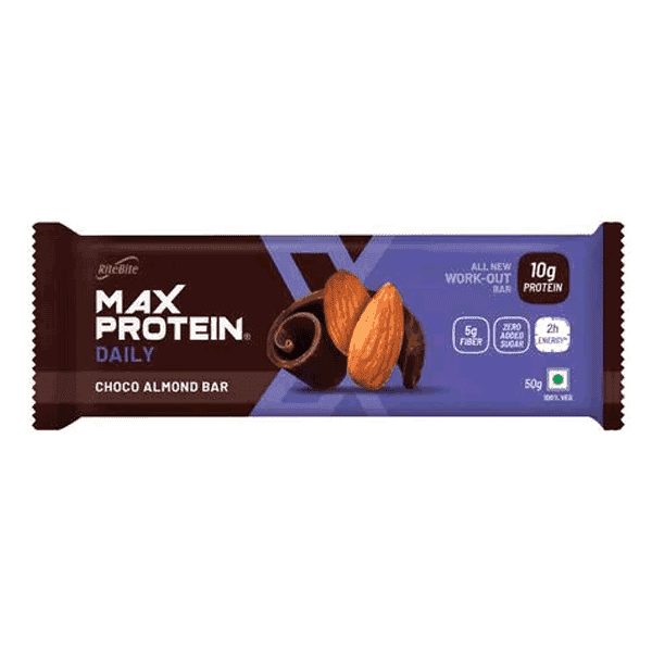 rite bite max protein daily choco almond bar 50 gm