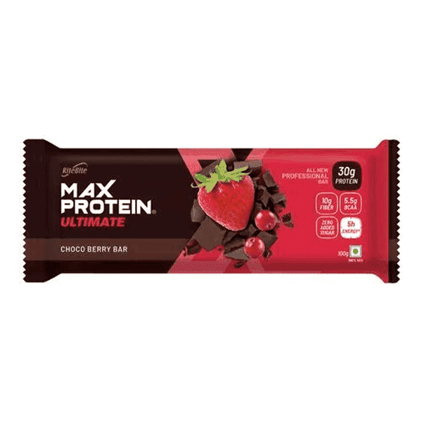 rite bite max protein ultimate choco berry bar 100 gm