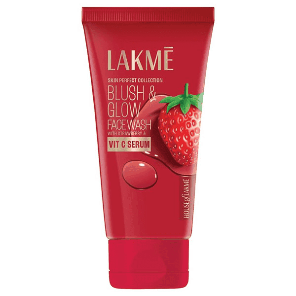 lakme blush & glow strawberry & vit c serum face wash 100 gm