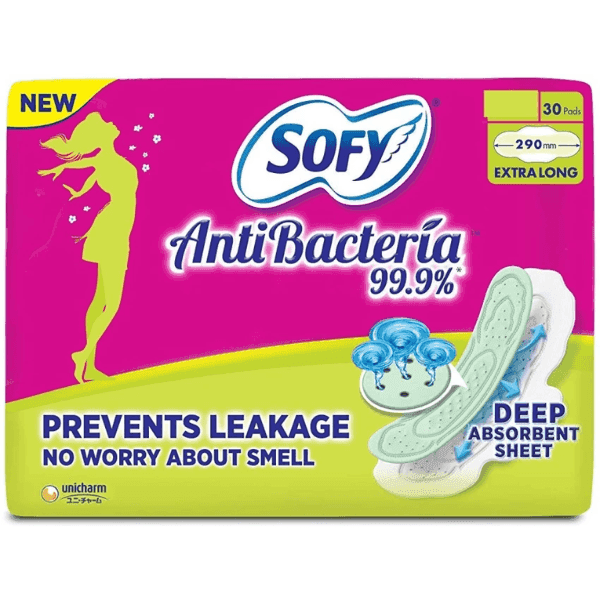 sofy anti bacteria sanitary pads (xl+) 30 pads